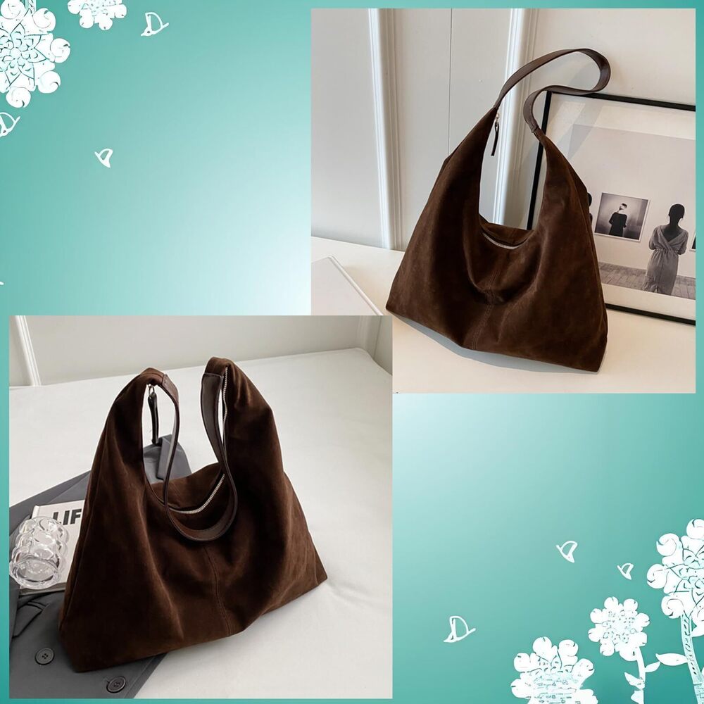 8185 Suede Tote Purse And Slouh Bag,Hobo Bags ,Slouchy Shoulder Bag, Purses - Picture 6 of 6